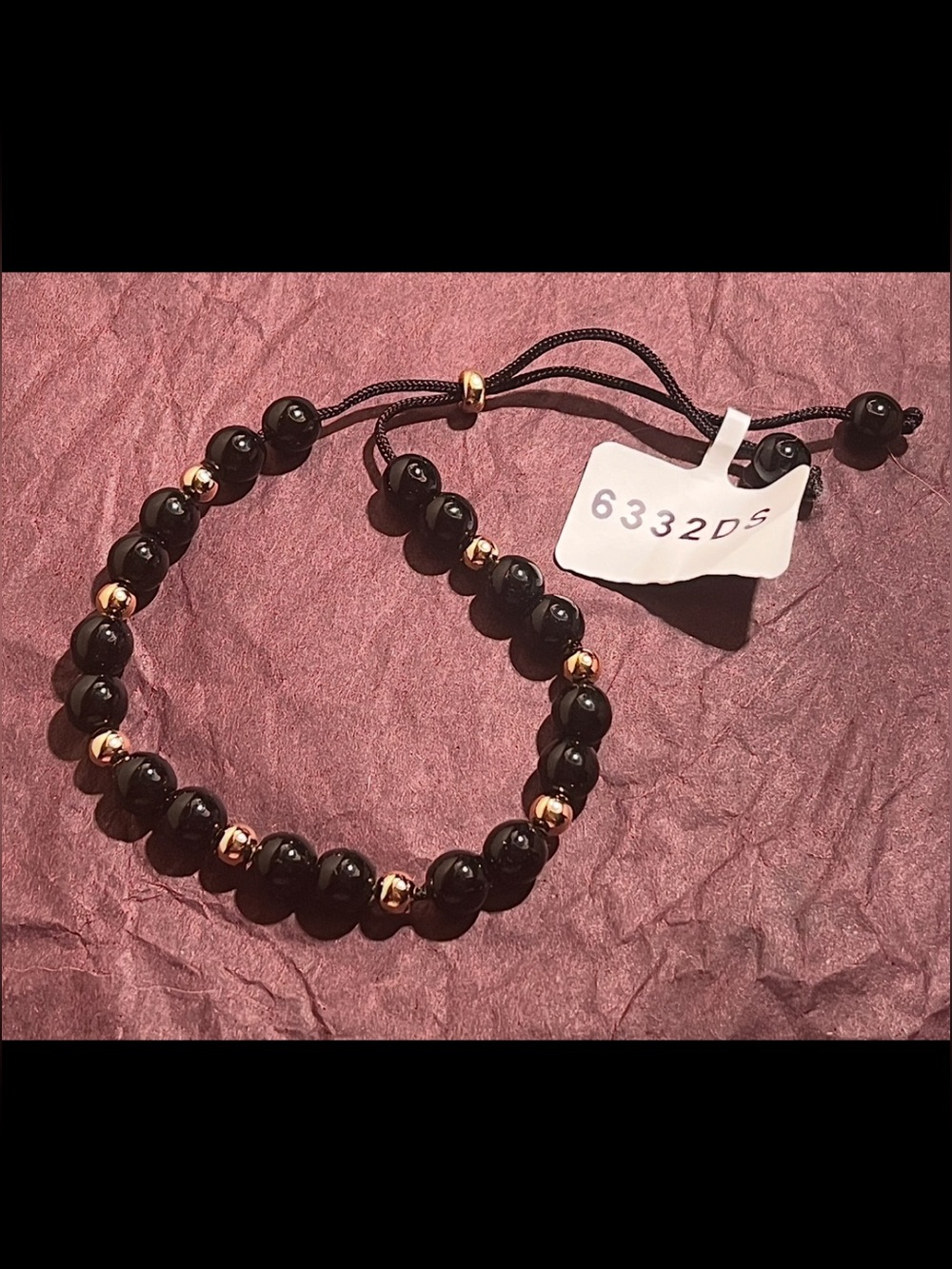 Charmed Aroma-Beaded Bracelet-Black With Gold Plated Accent Beads-NWT